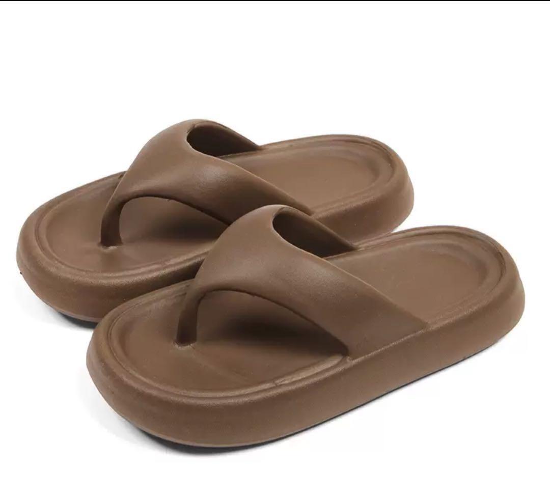  толщина низ пляжные шлепанцы шлепанцы для душа сандалии Brown чай цвет для мужчин и женщин 26cm новый товар 
