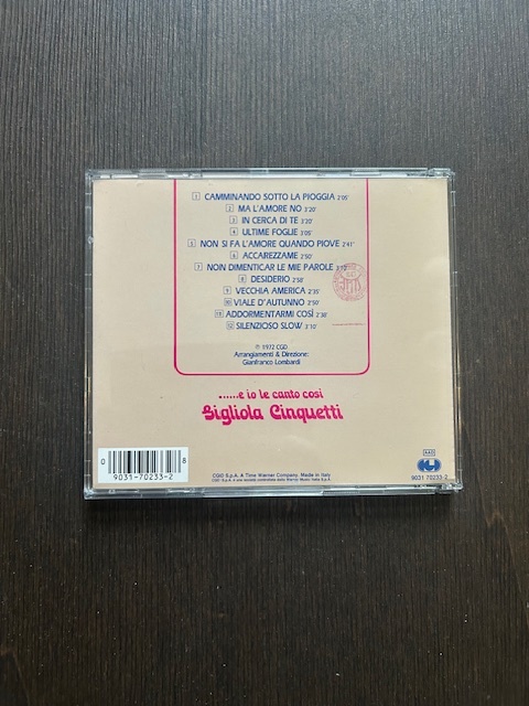 【輸入盤CD】ジリオラ・チンクェッティ：e io canto cosi　私はこう歌う_画像2