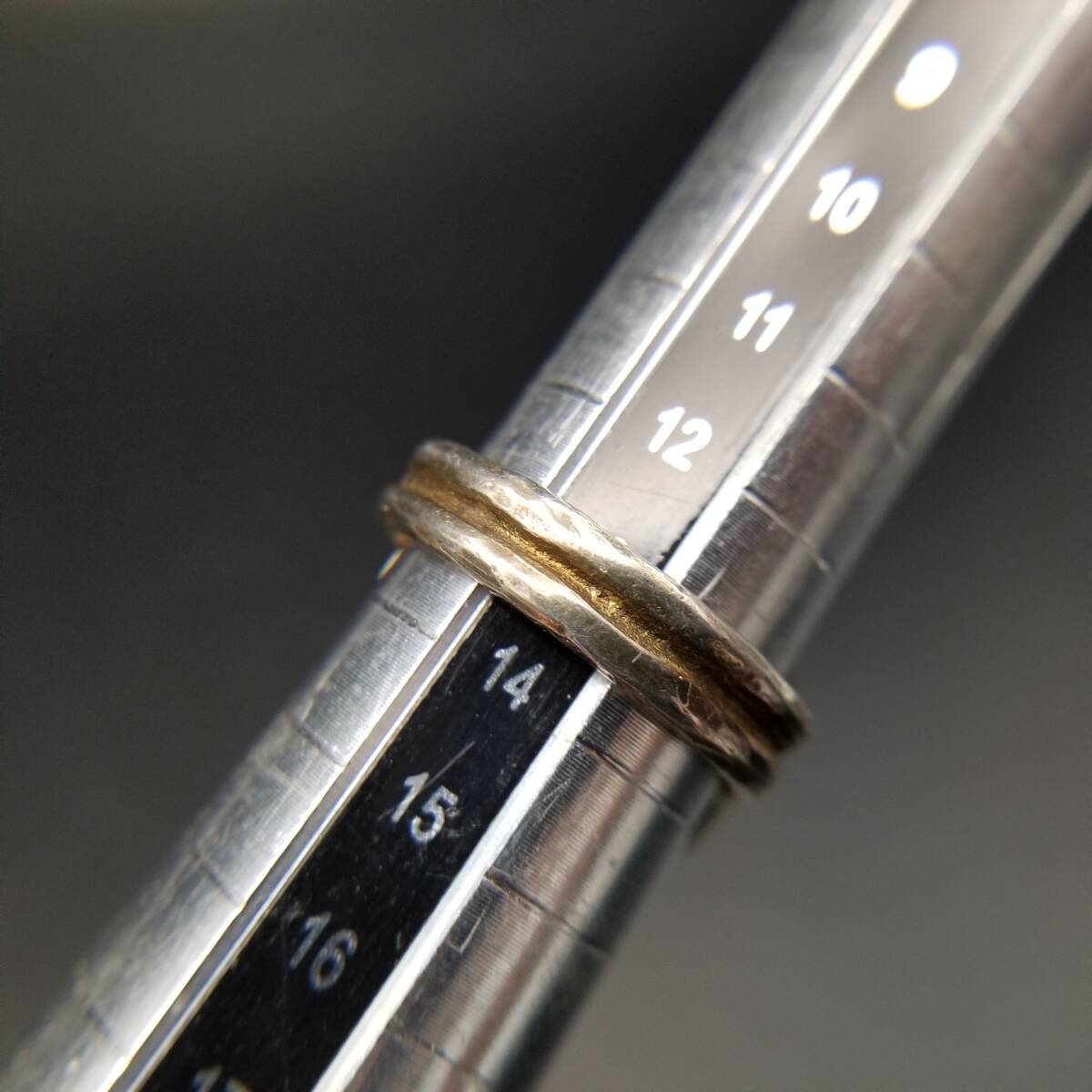 幾何学模様 格子 編み目 八角形 925 シルバー ヴィンテージ シールド リング 銀 指輪 ゴールドトーン 呪文のようなマーク Y24-X_画像8