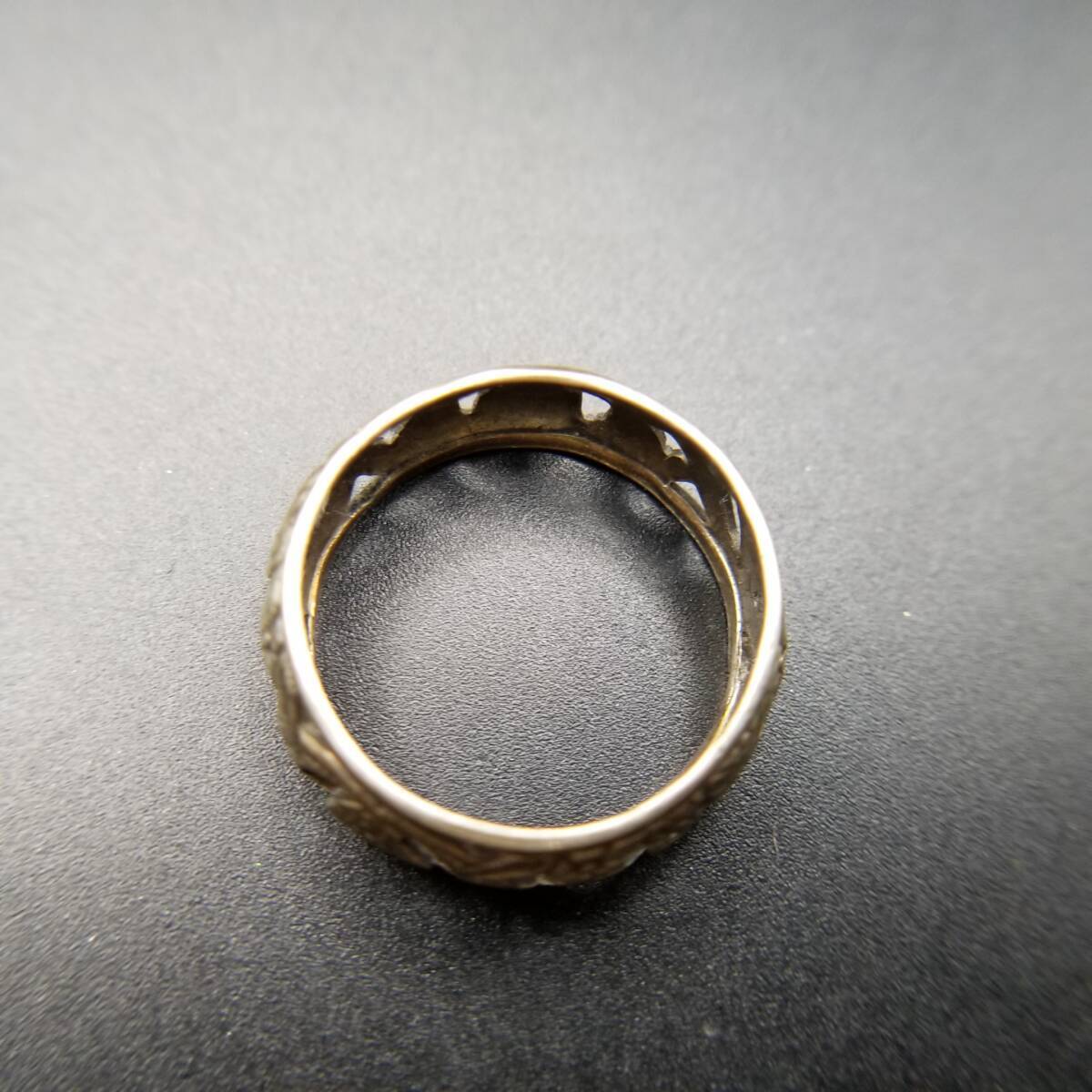 50'60's頃 Uncas社製 フローラル お花 オープンワーク ヴィンテージ バンド リング 925 シルバー 銀 指輪 中太 モチーフジュエリー Y25-B_画像4