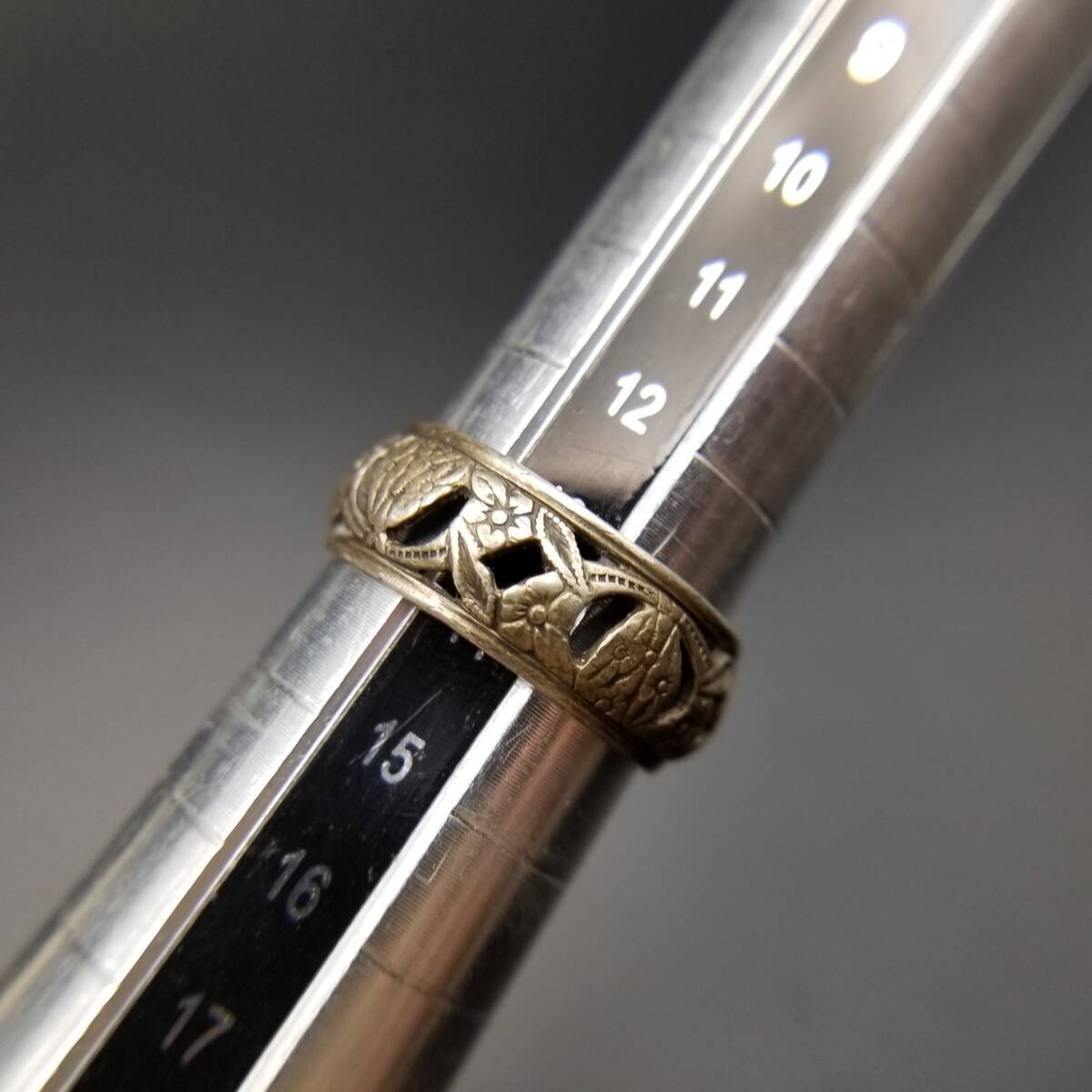 50'60's頃 Uncas社製 フローラル お花 オープンワーク ヴィンテージ バンド リング 925 シルバー 銀 指輪 中太 モチーフジュエリー Y25-B_画像7