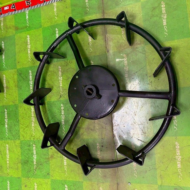 保留 福岡■ 田植機 用 補助車輪 セット 六角軸 鉄車輪 シャフト タイヤ 左右 部品 パーツ 田植え 鉄 補助 車輪 中古 ■14-_画像4