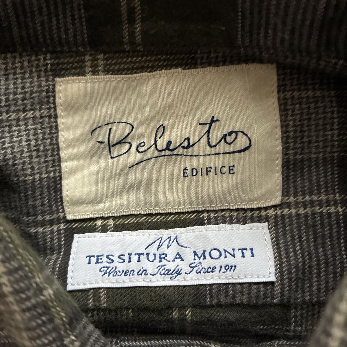 美品 Belesto ベレスト EDIFICE エディフィス イタリア高級生地使用 チェック ネルシャツ サイズ48_画像3