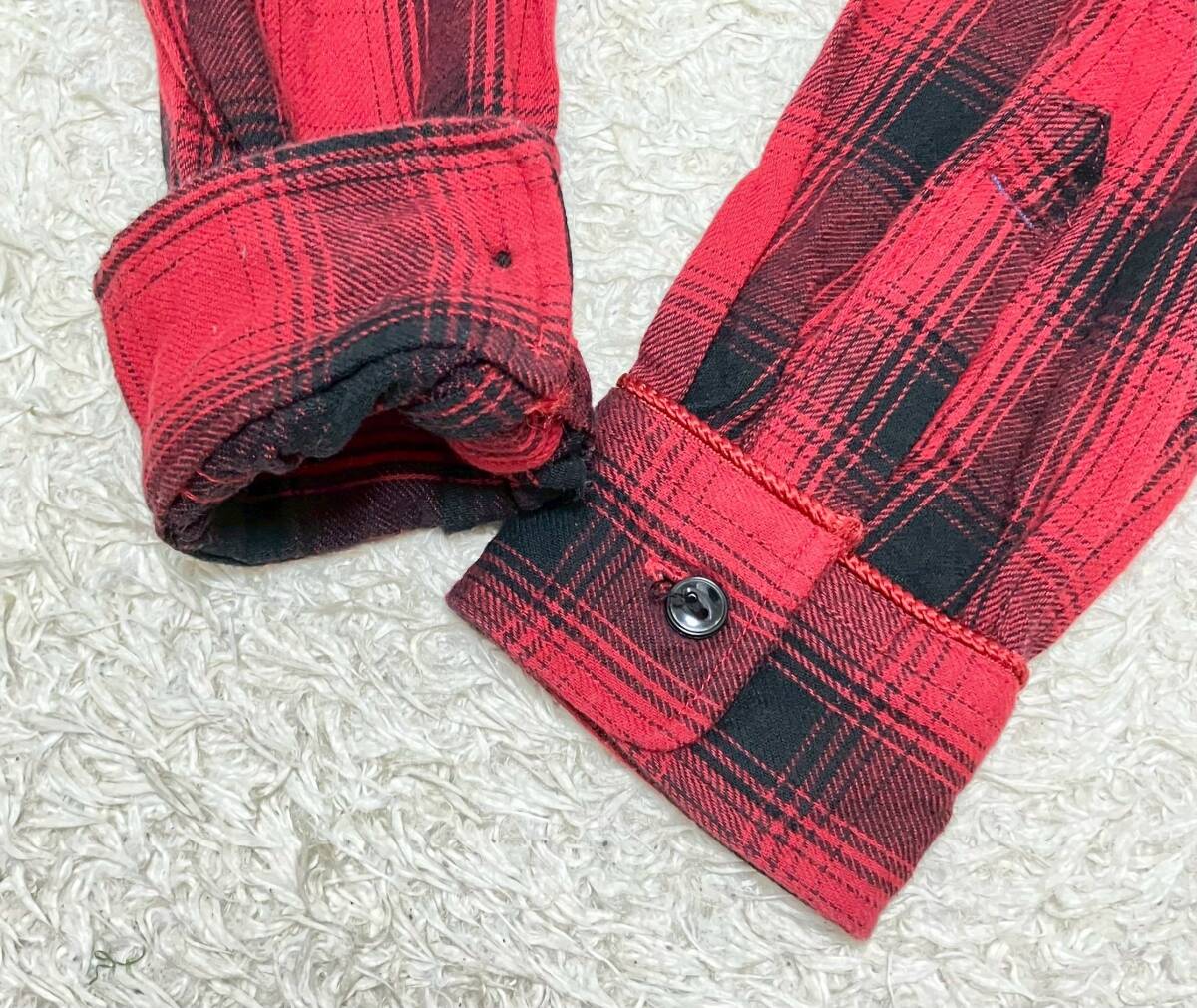 【美品★】Lサイズ ROLLING CRADLE 長袖 オンブレチェック ネルシャツ●バイカラー☆ローリングクレイドル (10)_画像3