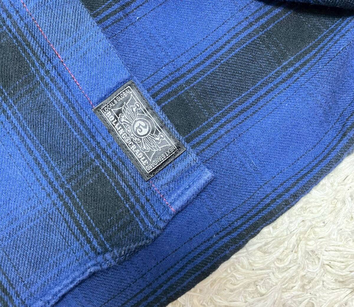 【美品★】Lサイズ ROLLING CRADLE 長袖 オンブレチェック ネルシャツ●バイカラー☆ローリングクレイドル (10)_画像4