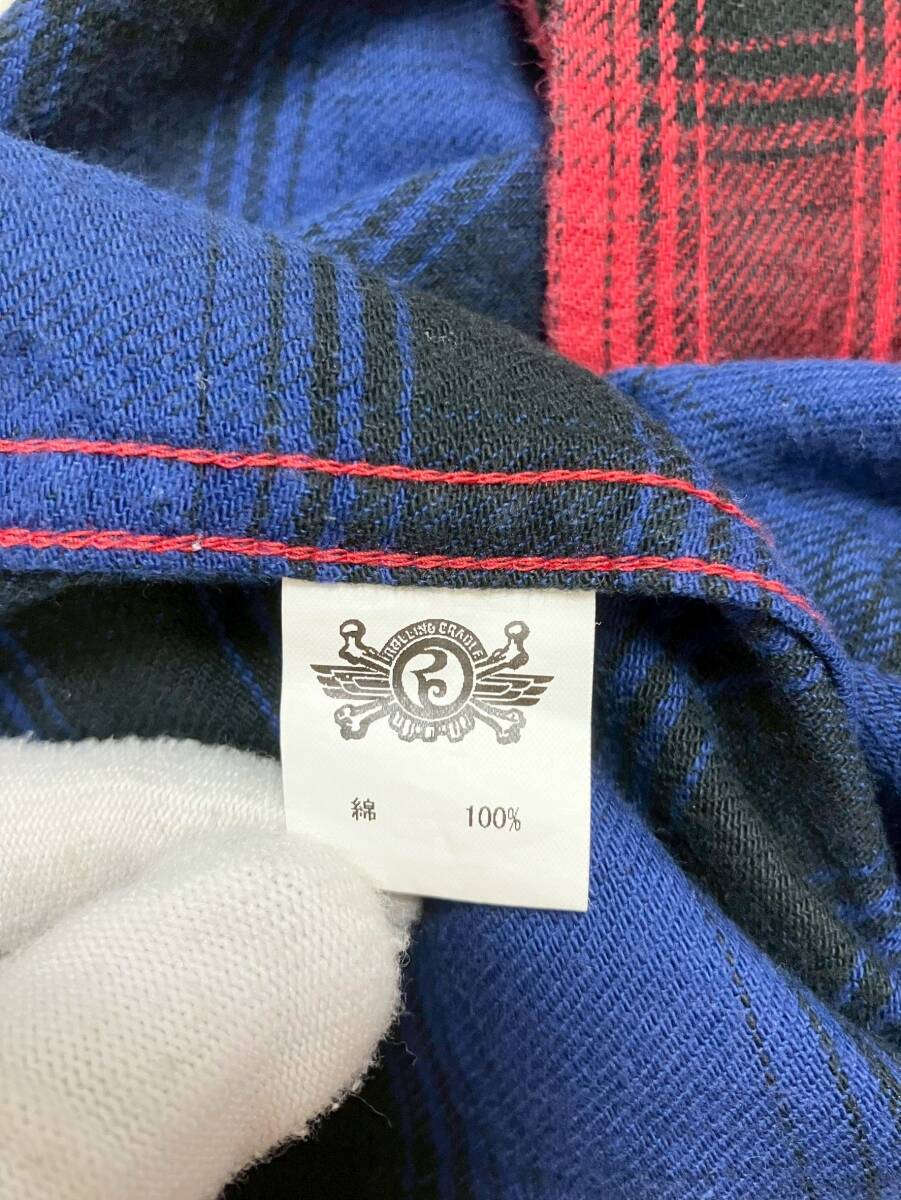 【美品★】Lサイズ ROLLING CRADLE 長袖 オンブレチェック ネルシャツ●バイカラー☆ローリングクレイドル (10)_画像7