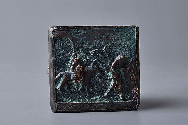 k291【和み】茶道具 珍品 イエスキリスト最後の晩餐の図蓋置 ブロンズ 検 茶道具煎茶道具中国古玩台湾煎茶民藝美術品李朝高麗新羅清朝の画像4