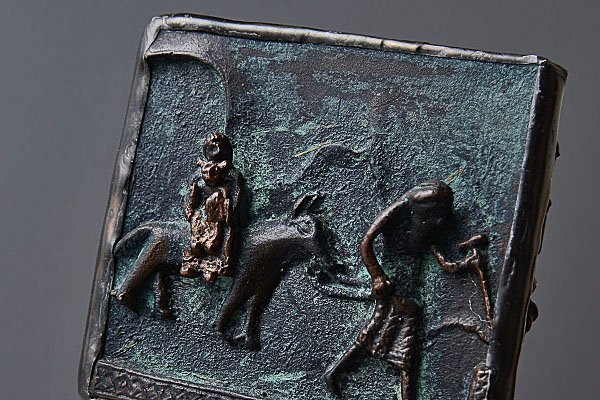 k291【和み】茶道具 珍品 イエスキリスト最後の晩餐の図蓋置 ブロンズ 検 茶道具煎茶道具中国古玩台湾煎茶民藝美術品李朝高麗新羅清朝の画像9