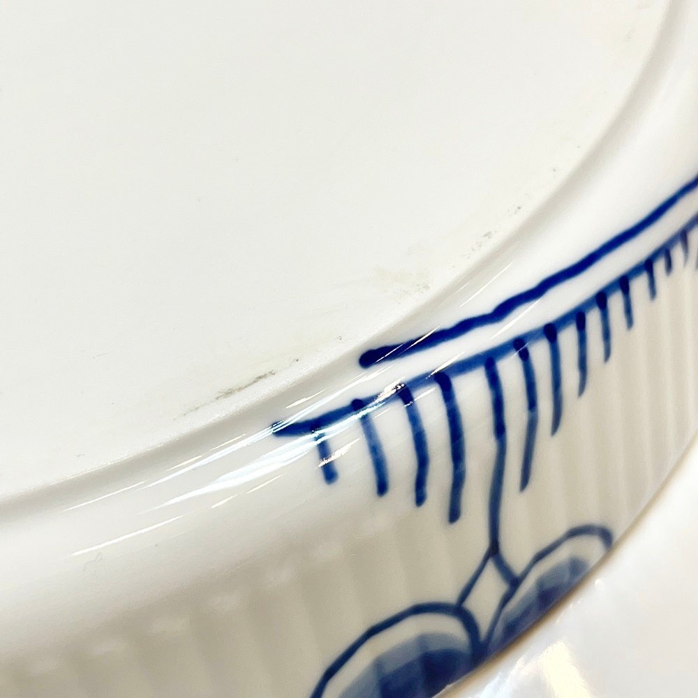 rm) ROYAL COPENHAGEN ロイヤル コペンハーゲン ブルーフルーテッド 大皿 ラウンド プレート 587 中古美品 USED 陶器/洋食器_画像6