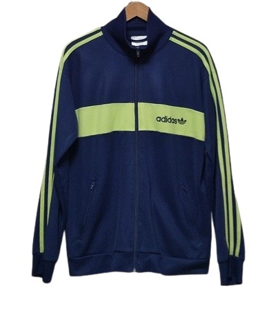 80's adidas ビンテージジャージ ネイビー トラックトップ レトロ レア ハイネック_画像1