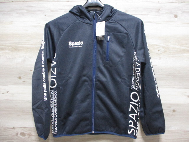 新品 男女兼用 140cm スパッツィオ Spazio スウェット ジップ パーカー 長袖 ジュニア キッズ 子供 私服 サッカー フットサル 紺 ネイビーB_画像2