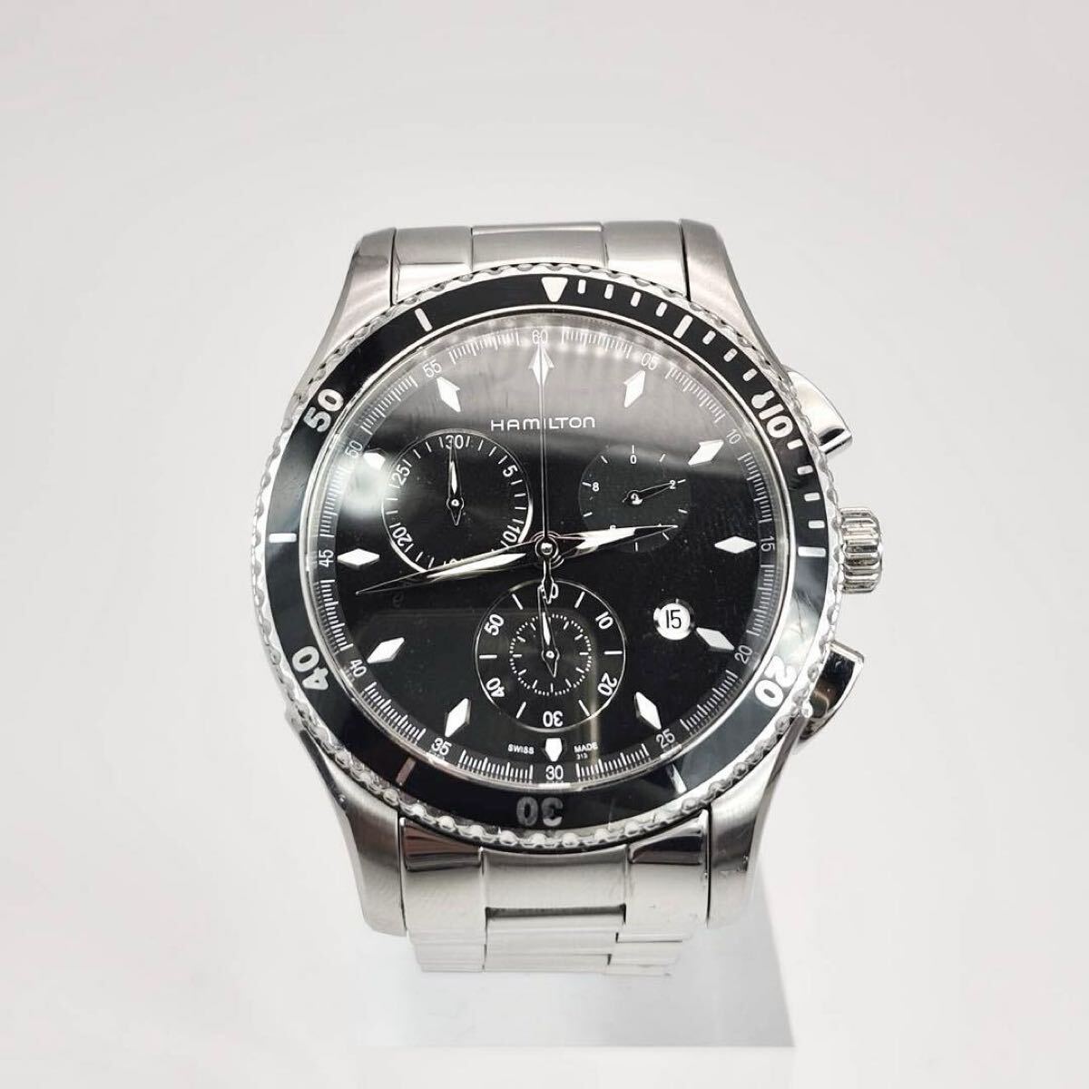美品 ハミルトン HAMILTON　ジャズマスター クロノグラフ クォーツ H3715120 クォーツ　スモールセコンド　ブラック　シルバー　メンズ_画像4