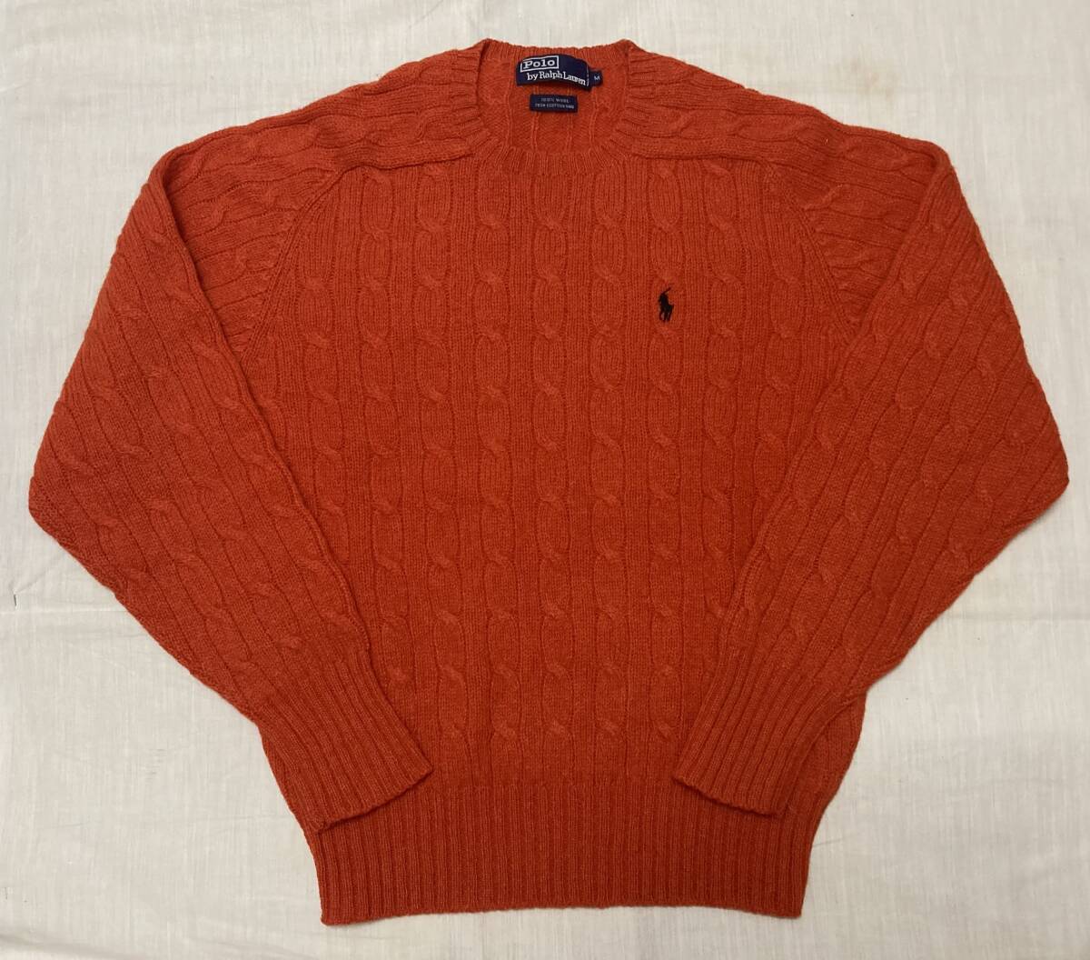 ★ポロラルフローレン オレンジ ケーブルニット M_画像1
