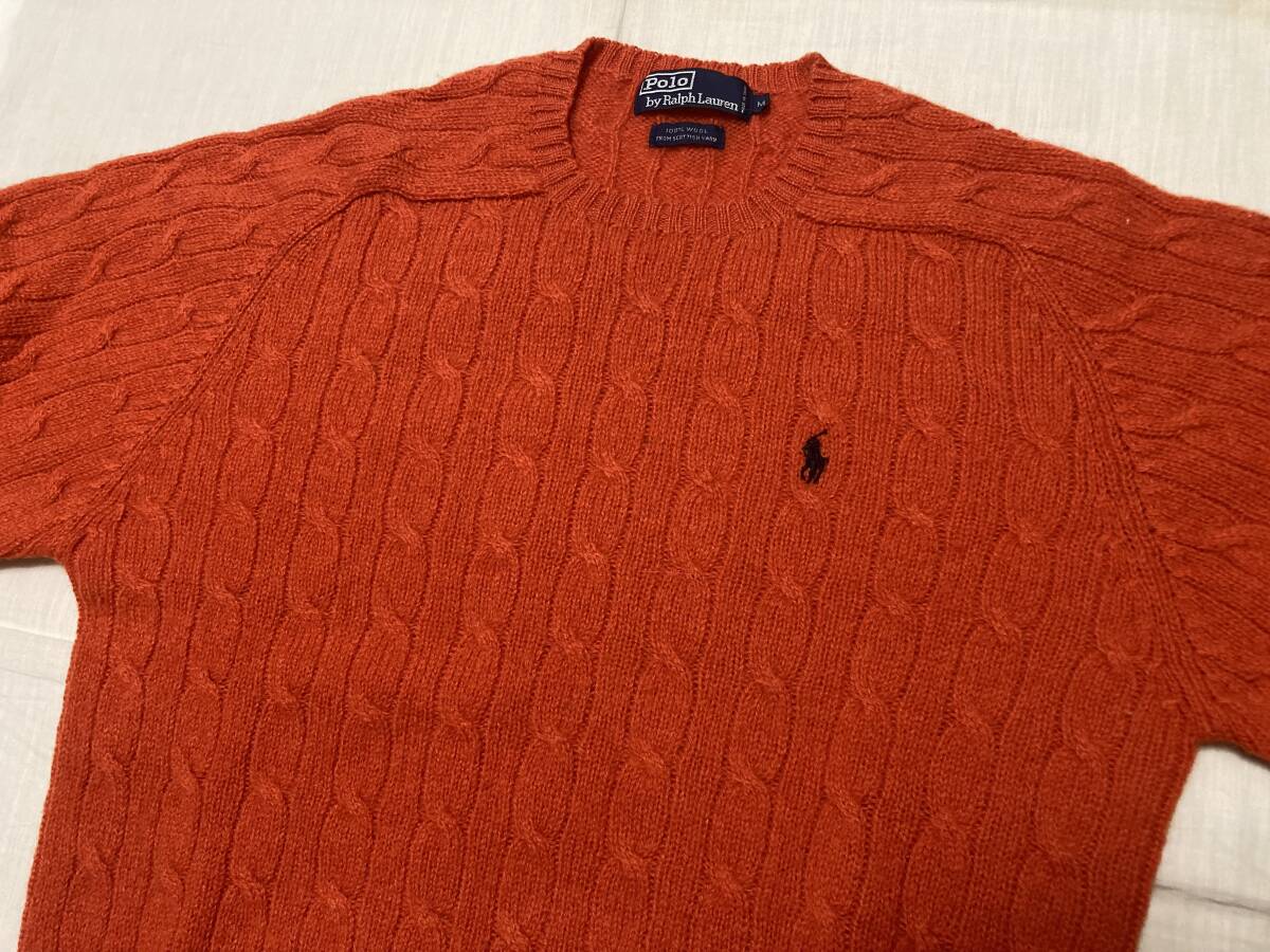★ポロラルフローレン オレンジ ケーブルニット M_画像2