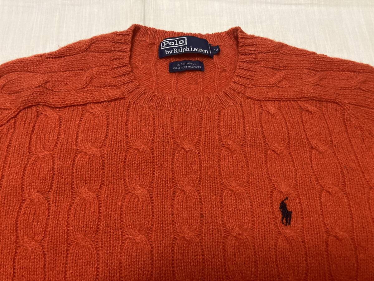 ★ポロラルフローレン オレンジ ケーブルニット M_画像3
