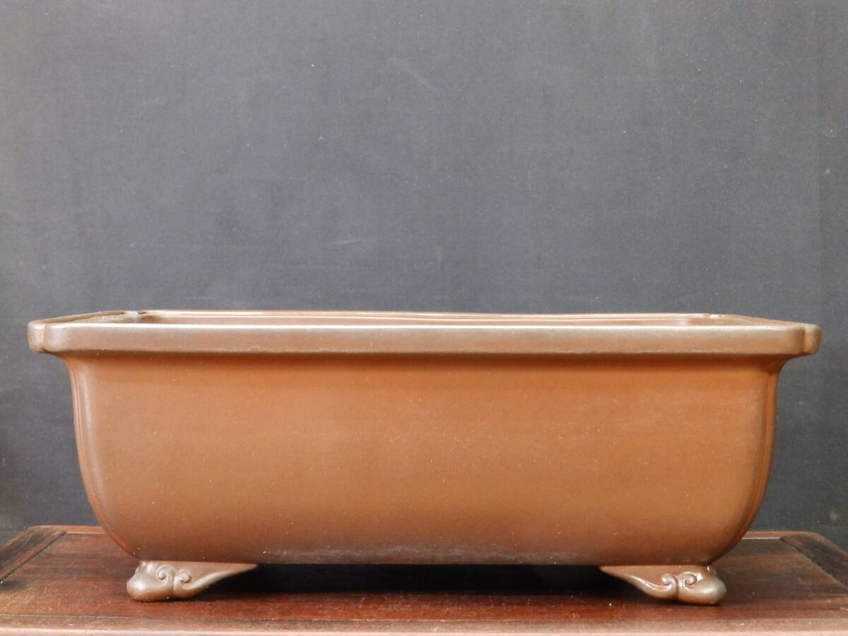 ★盆栽日和★　和鉢 【山秋】 外縁隅入雲足長方鉢　35.5㎝ _画像1