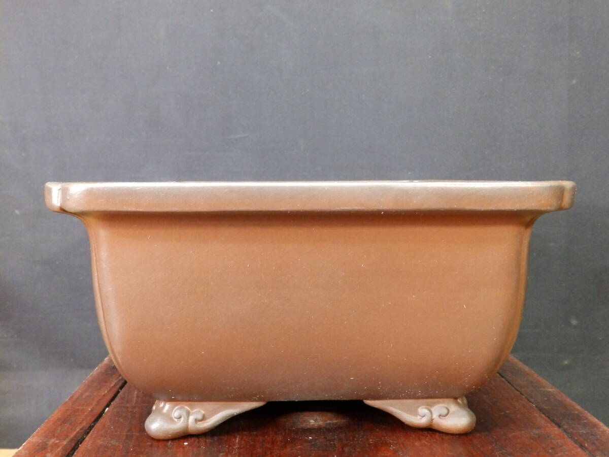 ★盆栽日和★　和鉢 【山秋】 外縁隅入雲足長方鉢　35.5㎝ _画像3