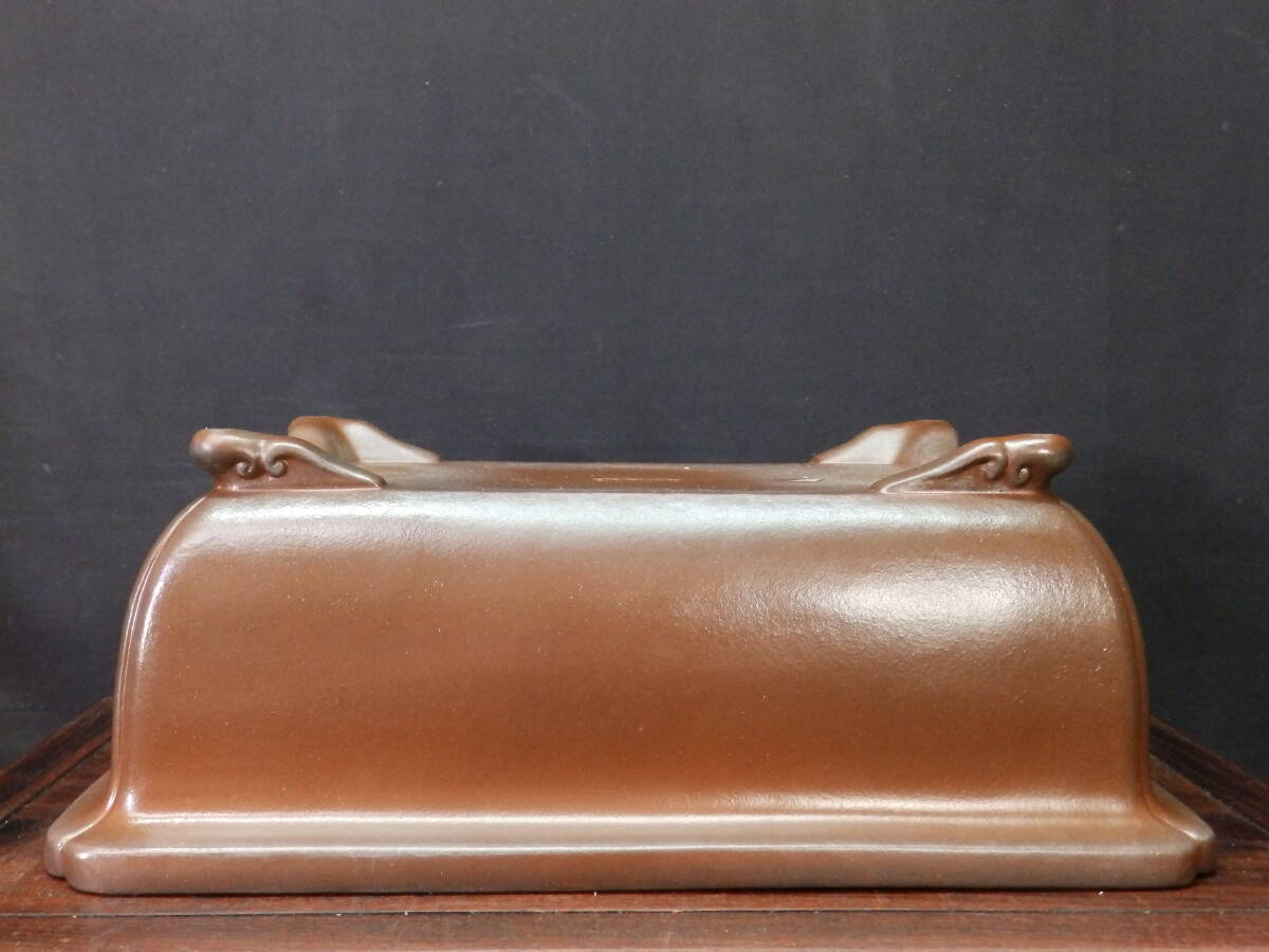 ★盆栽日和★　和鉢 【山秋】 外縁隅入雲足長方鉢　35.5㎝ _画像5