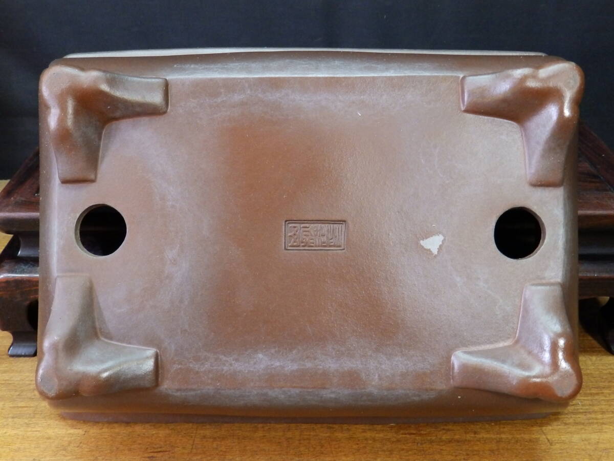 ★盆栽日和★　和鉢 【山秋】 外縁隅入雲足長方鉢　35.5㎝ _画像7