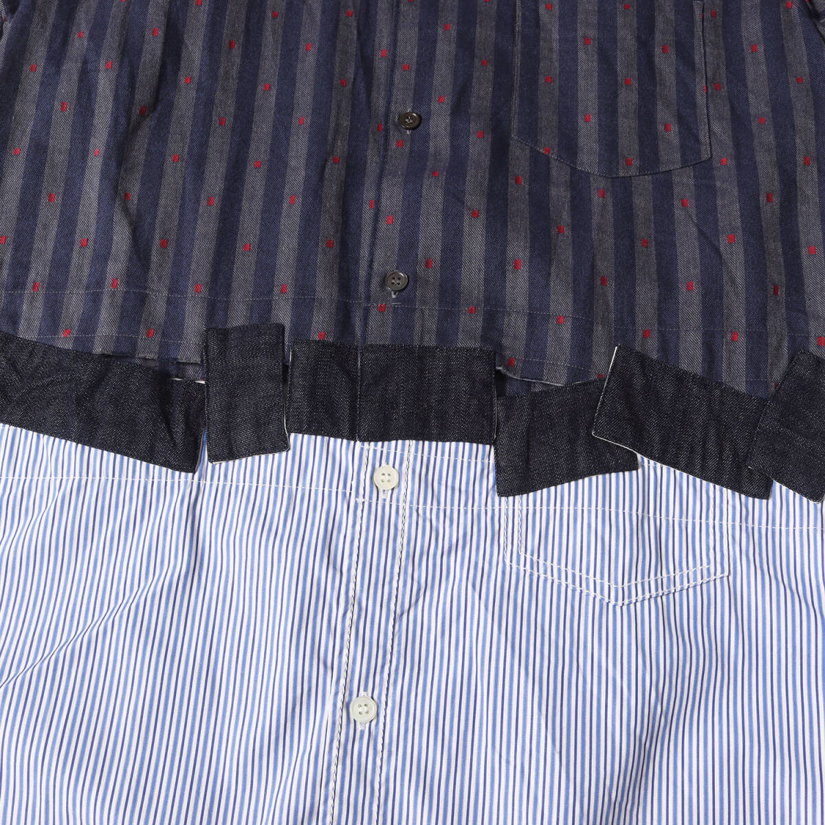 【美品】COMME des GARCONS SHIRT コムデギャルソン シャツ ネイビー ブルー サイズ:S | ドッキング ストライプ シャツ (W24036)_画像5