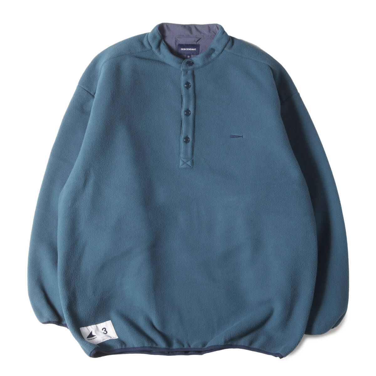 【美品】DESCENDANT ディセンダント シャツ ティール サイズ:3 | 23AW ヘンリーネック オーバーサイズ フリース シャツ