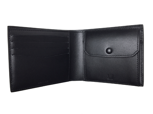 ダンヒル ロンドン DUL2AS32A BLACK アルフレッドダンヒル ADロゴプレート付き ブラックレザー 二つ折り財布_画像2