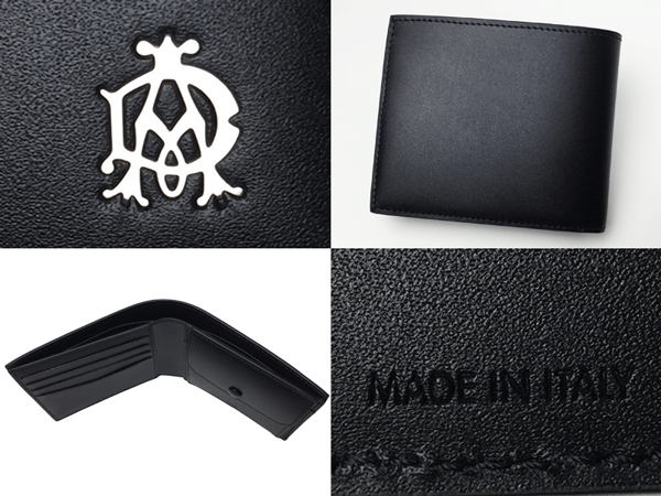 ダンヒル ロンドン DUL2AS32A BLACK アルフレッドダンヒル ADロゴプレート付き ブラックレザー 二つ折り財布_画像3
