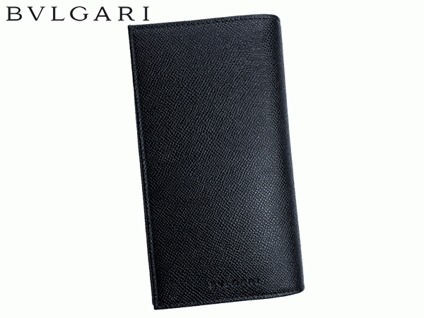 ブルガリ BVLGARI 25752 BLACK 型押しロゴ入り ブラック グレインレザー メンズ ロング ウォレット 札入れ 長財布 BULGARI_画像1