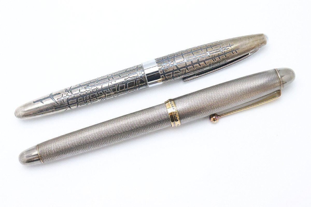 パイロット PILOT 万年筆 ペン先18K カスタム745,他 スターリングシルバー 計2点 (1点ネーム入り) ※筆記未確認 ◆おたからや【Y-PE01122】_画像3