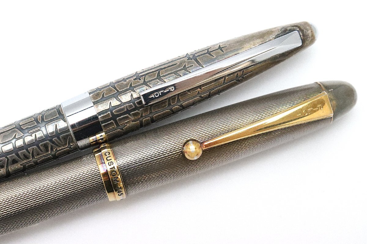 パイロット PILOT 万年筆 ペン先18K カスタム745,他 スターリングシルバー 計2点 (1点ネーム入り) ※筆記未確認 ◆おたからや【Y-PE01122】_画像4