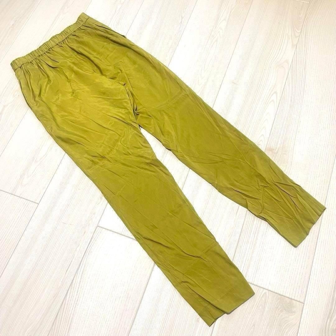 FRAY I.D フレイアイディー プリーツスラックス パンツ レディース ウエストゴム オリーブグリーン イージーパンツ S 古着 部屋着 普段着_画像3