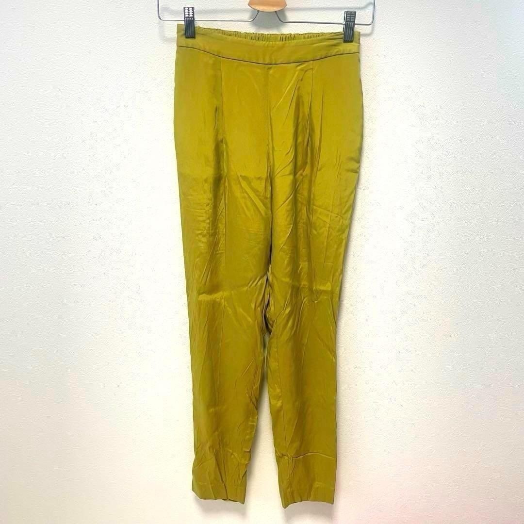 FRAY I.D フレイアイディー プリーツスラックス パンツ レディース ウエストゴム オリーブグリーン イージーパンツ S 古着 部屋着 普段着_画像7