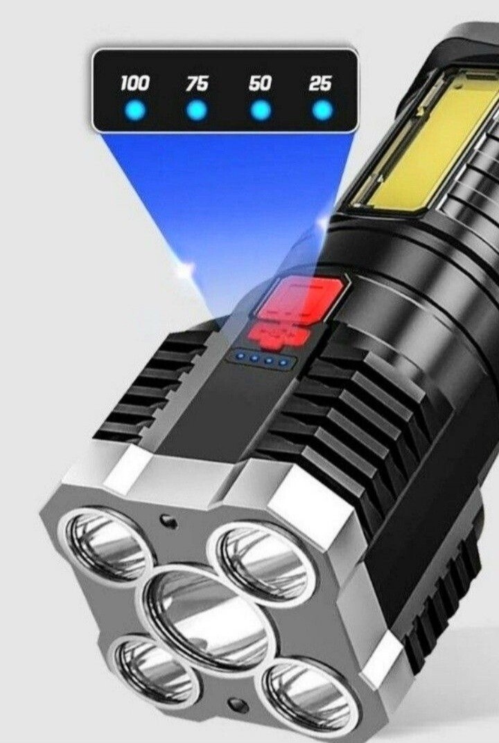 懐中電灯 5LEDハンディライト 高輝度 4200ルメーン COB搭載 USB充電式 防水機能 ブラック 新品！送料無料_画像5