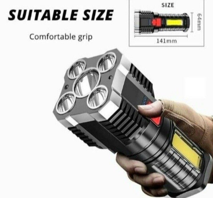 懐中電灯 5LEDハンディライト 高輝度 4200ルメーン COB搭載 USB充電式 防水機能 ブラック 新品！送料無料_画像7