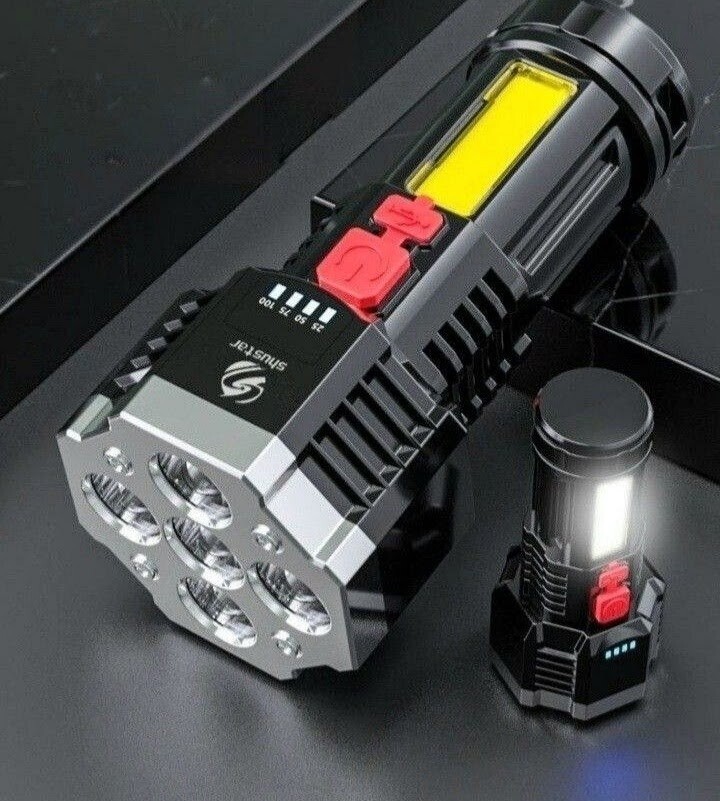 懐中電灯 5LEDハンディライト 高輝度 4200ルメーン COB搭載 USB充電式 防水機能 ブラック 新品！送料無料_画像2