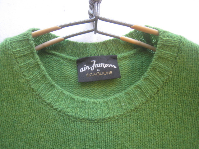 美品イタリア製!!スカリオーネ SCAGLIONE*クルーネック ウールニットセーター S 実寸M 緑 グリーン_画像3