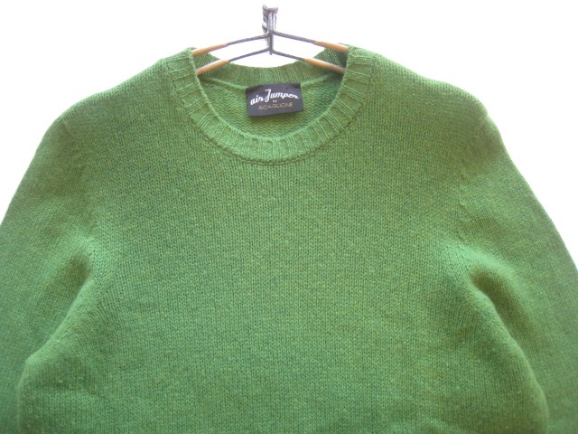 美品イタリア製!!スカリオーネ SCAGLIONE*クルーネック ウールニットセーター S 実寸M 緑 グリーン_画像2