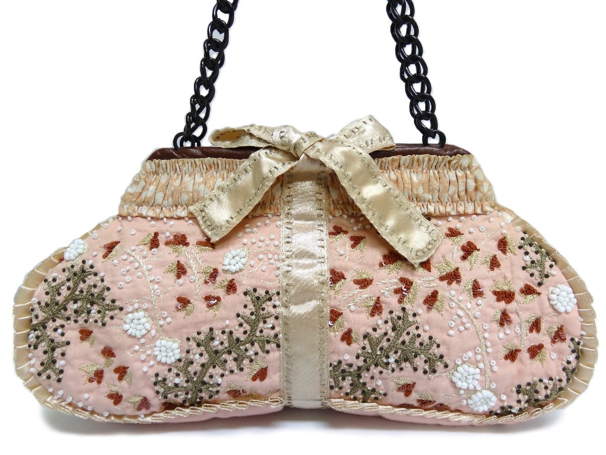 JAMIN PUECH ジャマン ピュエッシュ ハンドバッグ パーティーバッグ ビーズ 刺繍 ピンク H.P.FRANCE BIJOUX ☆_画像2