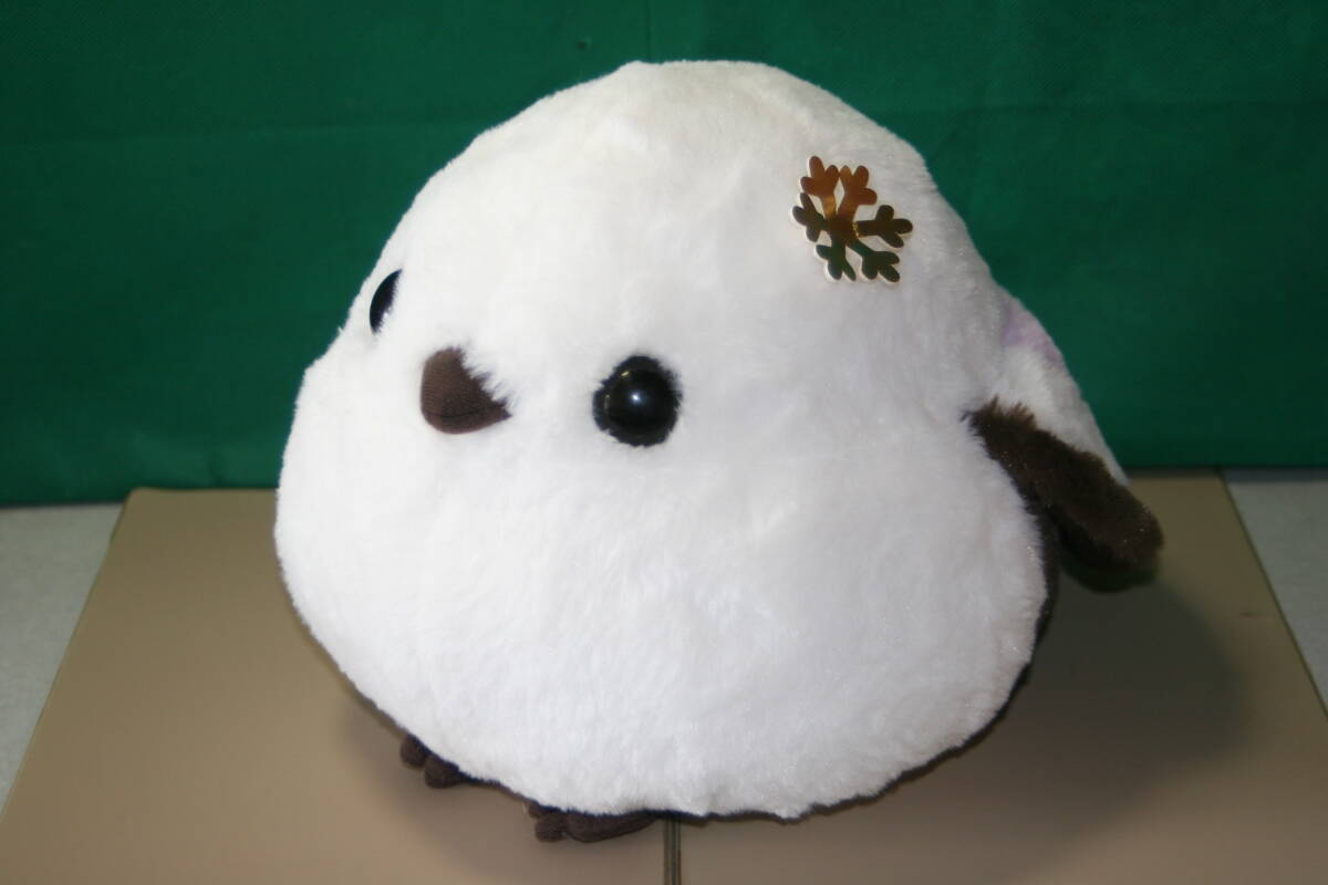 ふくふくシマエナガ 冬色びより 紫しまゑ JB ぬいぐるみ 約24cm×30cm 金の飾り 雪の結晶_画像1