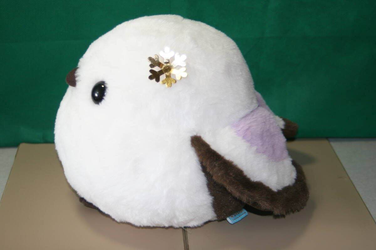 ふくふくシマエナガ 冬色びより 紫しまゑ JB ぬいぐるみ 約24cm×30cm 金の飾り 雪の結晶_画像3