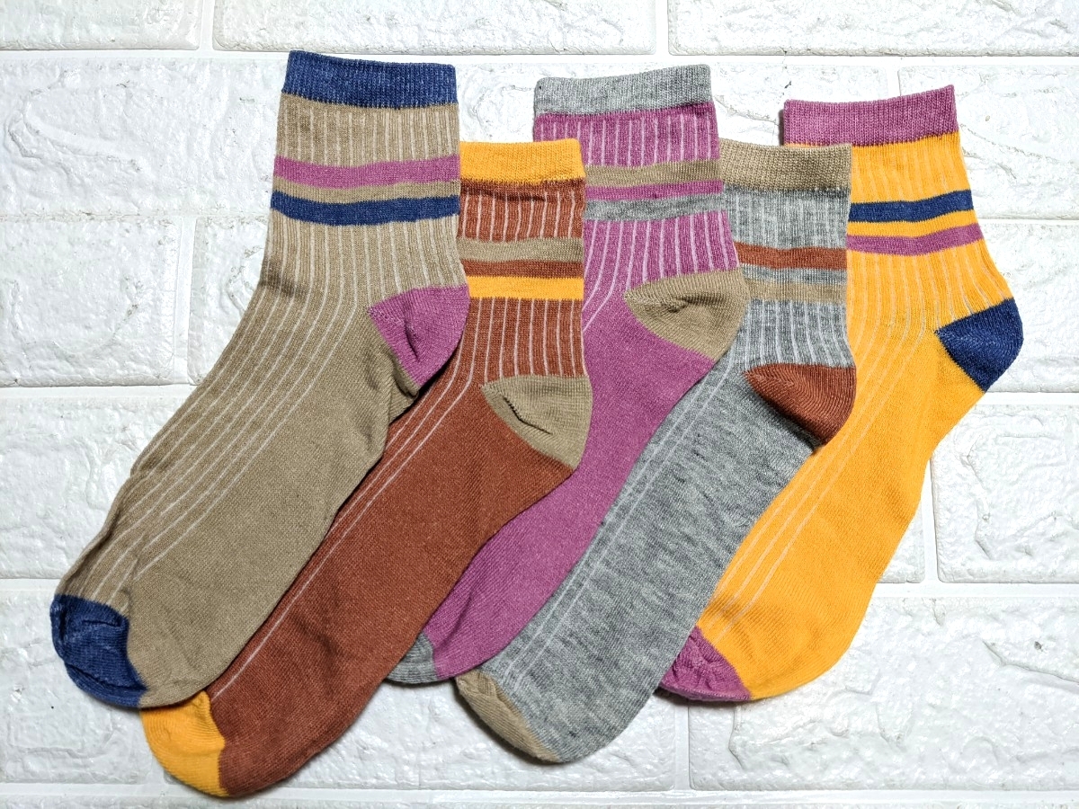 レディース 靴下 可愛い おしゃれ ソックス まとめ売り 5足セット ボーダー_画像7