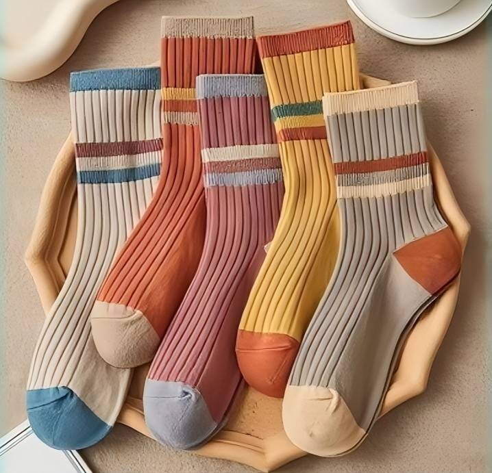 レディース 靴下 可愛い おしゃれ ソックス まとめ売り 5足セット ボーダー_画像1