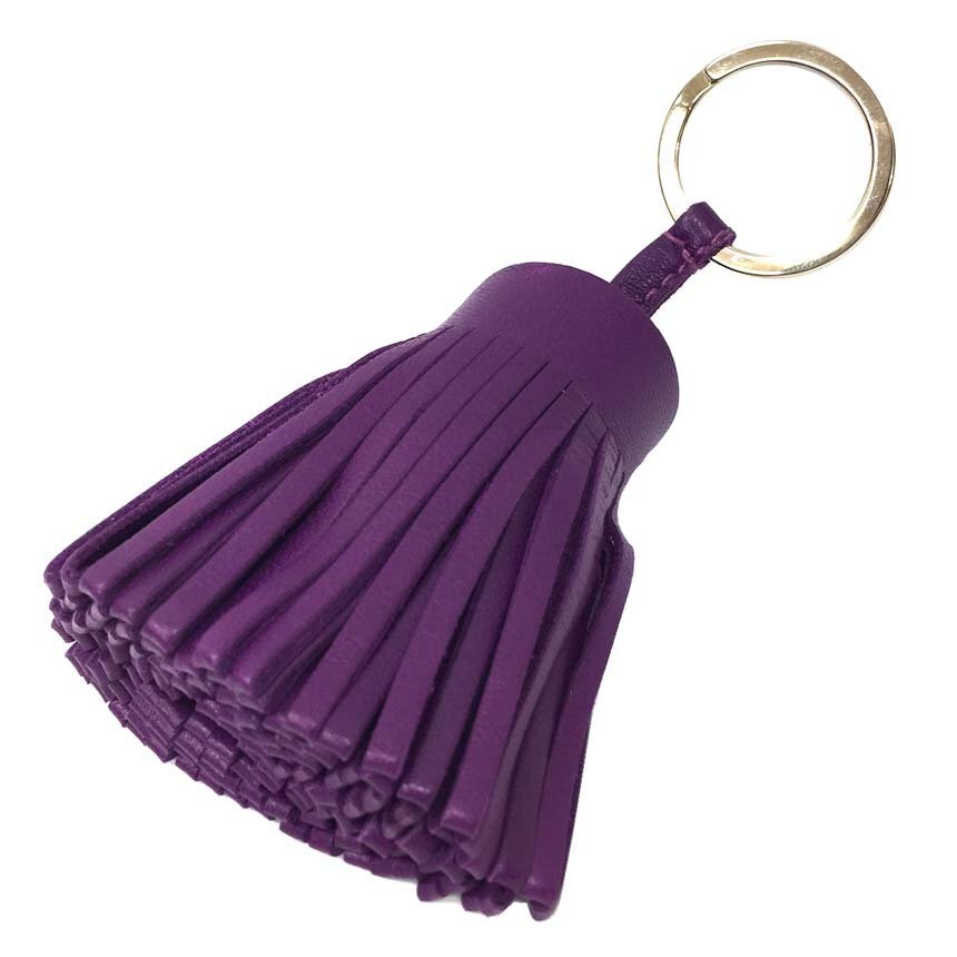  распродажа HERMES Hermes Carmenkaru men брелок для ключа кольцо для ключей очарование лиловый VIOLET бахрома кисточка кожа прекрасный товар aq10132