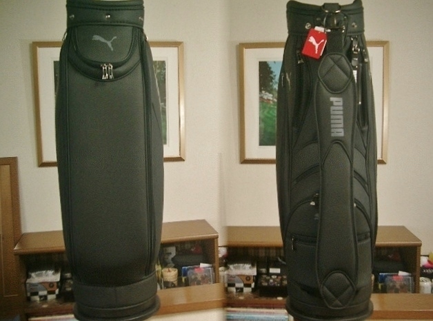 未使用 PUMA プーマ スポーツ・モデル プリント柄 合皮レザー マット系 黒シルバー ゴルフバッグ_画像2