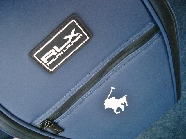 未使用　ＰＯＬＯ　ポロ　ラルフ?ローレン?。遥蹋亍ˉ去楗氓伞ˉ荪?デザイン　合皮レザー　紺白　ゴルフバッグ