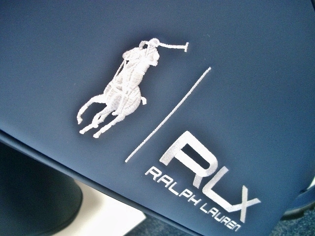 未使用　ＰＯＬＯ　ポロ　ラルフ?ローレン?。遥蹋亍ˉ去楗氓伞ˉ荪?デザイン　合皮レザー　紺白　ゴルフバッグ