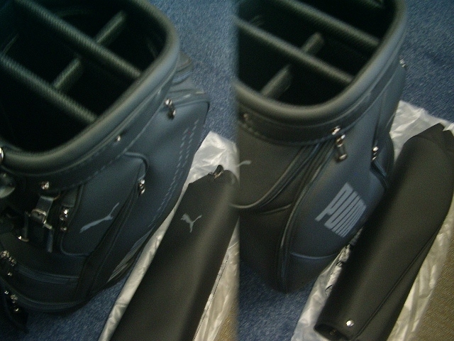 未使用 PUMA プーマ スポーツ・モデル プリント柄 合皮レザー マット系 黒シルバー ゴルフバッグ_画像3