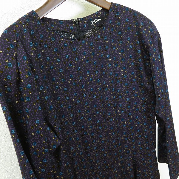 #a ジャンポールゴルチエ JEANPAULGAULTIER ワンピース ロング 9 黒 紫 水色 黄色 総柄 花柄 長袖 レディース [948340] k01_画像3