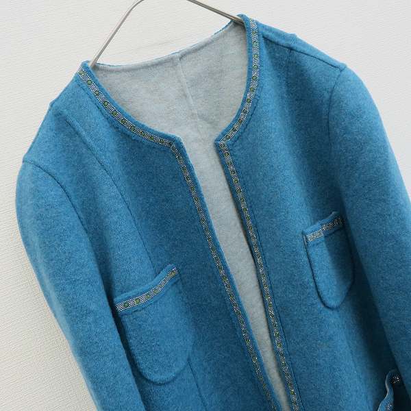 レリアン Leilian ロロピアーナ ジャケット ノーカラー ビーズ スタッズ [x977399]_画像2