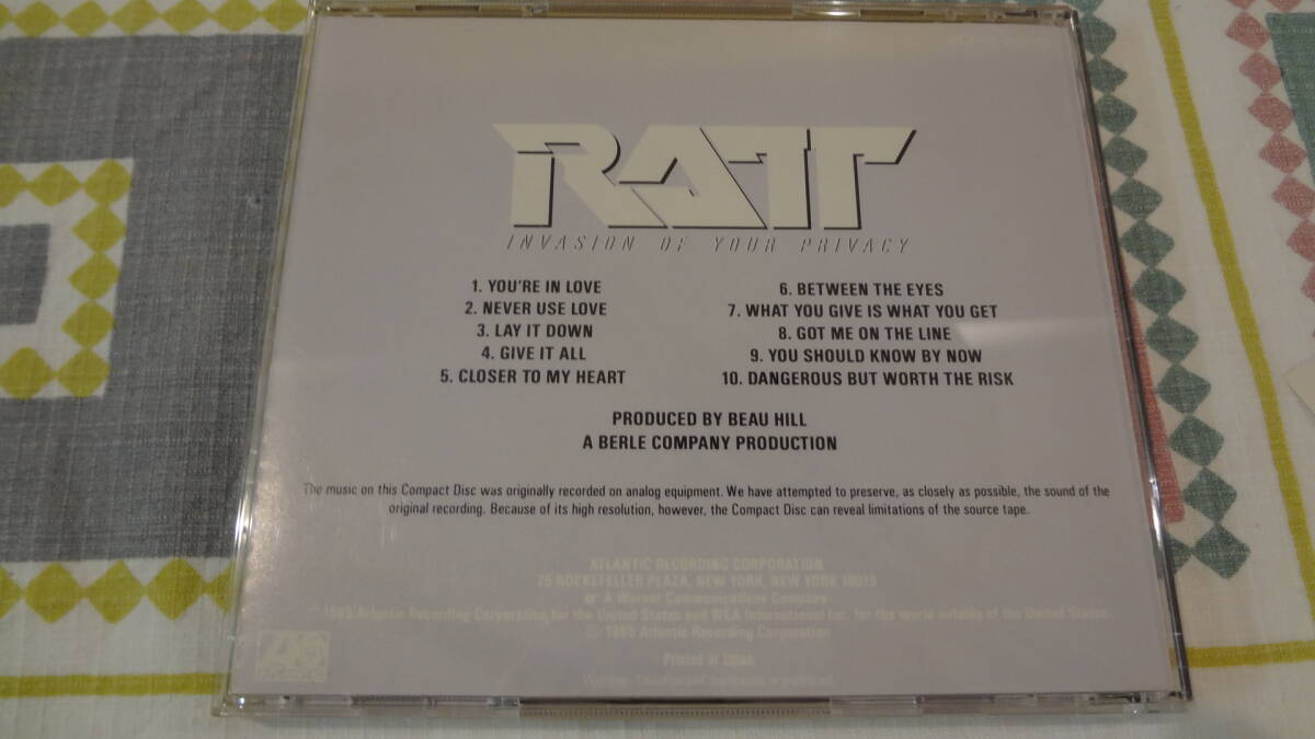 国内盤　RATT / INVASION OF YOUR PRIVACY　ラット / インヴェイジョン・オブ・ユア・プライバシー　20P2-2335　　_画像3
